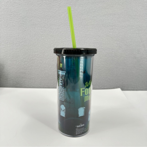 Disney Haunted Mansion Welcome Foolish Mortals 20 oz Straw Tumbler Travel Cup - Picture 4 of 11